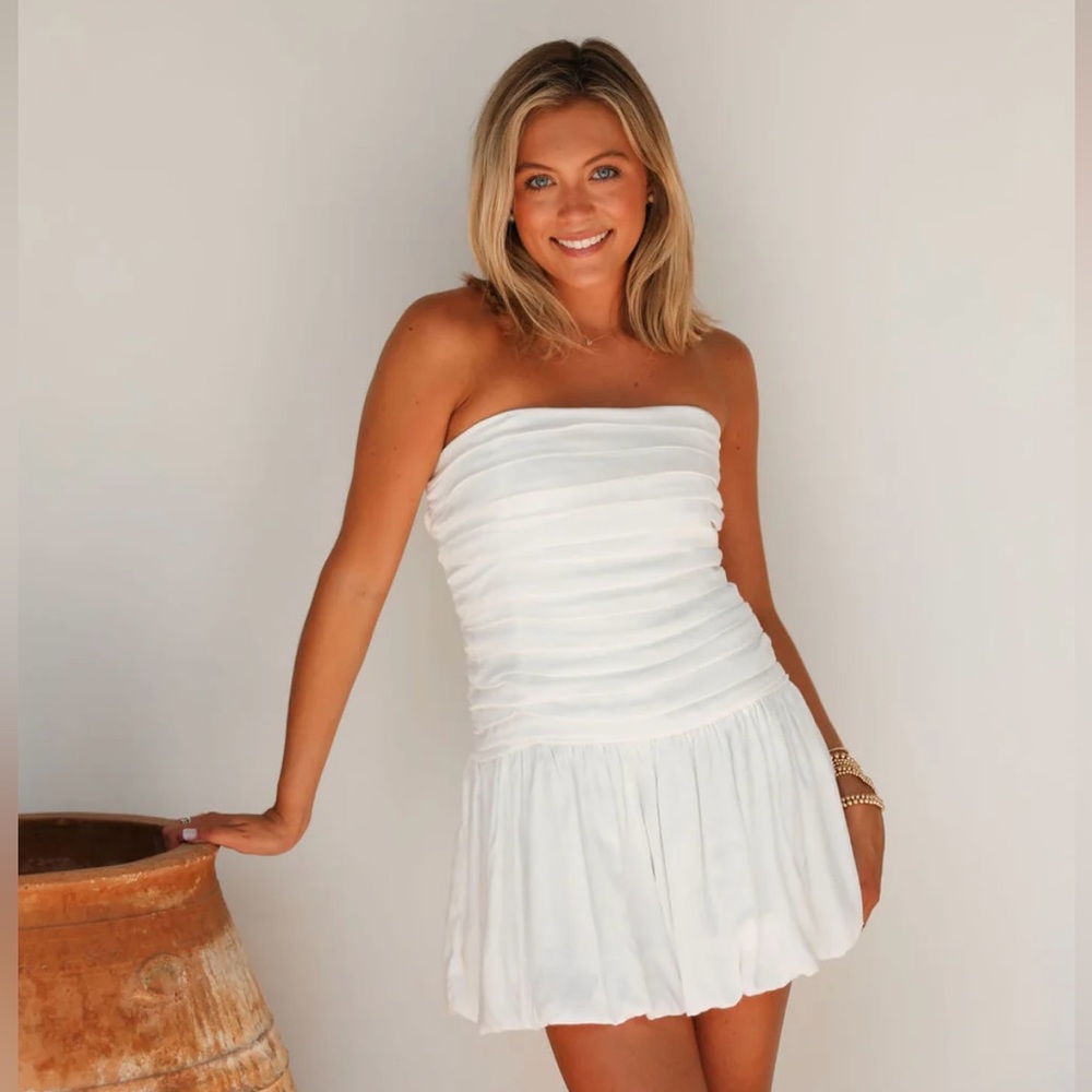 Strapless Elliot Ruched Dress - White